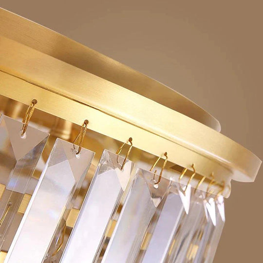 Copper Led Crystal Ceiling Lamp for Bedroom Living Room