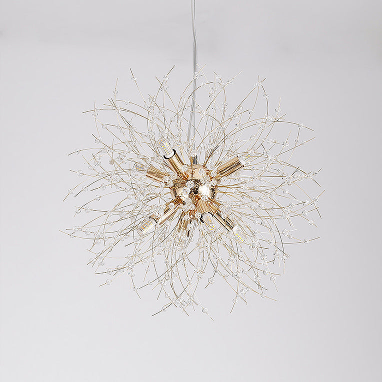 Modernist Gold/Silver Firework Chandelier With Clear Crystal Lights - 16/19.5 Wide 8/9/12 Hanging