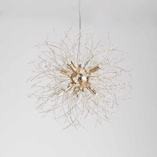 Modernist Gold/Silver Firework Chandelier With Clear Crystal Lights - 16/19.5 Wide 8/9/12 Hanging