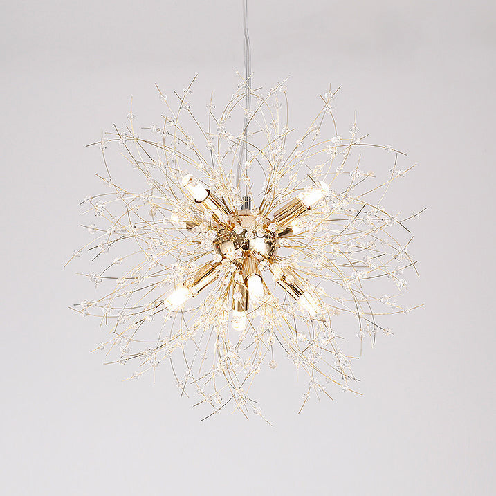 Modernist Gold/Silver Firework Chandelier With Clear Crystal Lights - 16/19.5 Wide 8/9/12 Hanging