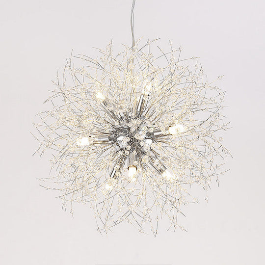 Modernist Gold/Silver Firework Chandelier With Clear Crystal Lights - 16/19.5 Wide 8/9/12 Hanging