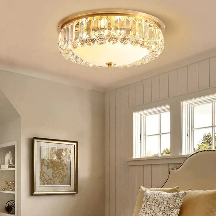 Copper Led Crystal Ceiling Lamp for Bedroom Living Room