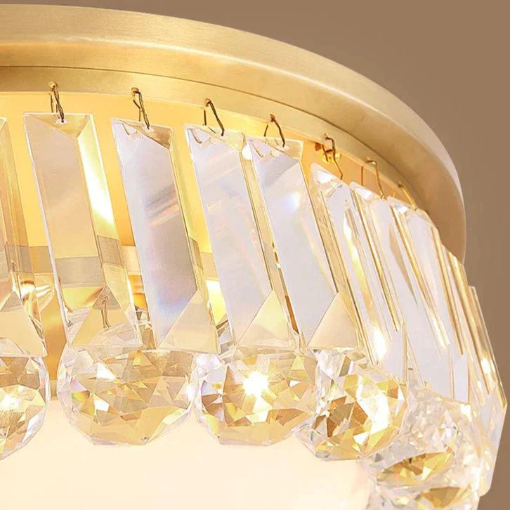 Copper Led Crystal Ceiling Lamp for Bedroom Living Room