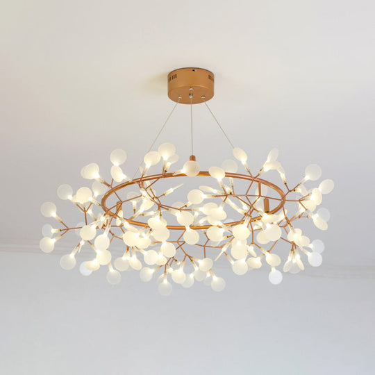 Modern Branch Chandelier With Leaf Deco Acrylic & Metal Gold Finish - 81/108-Light Hanging Lamp