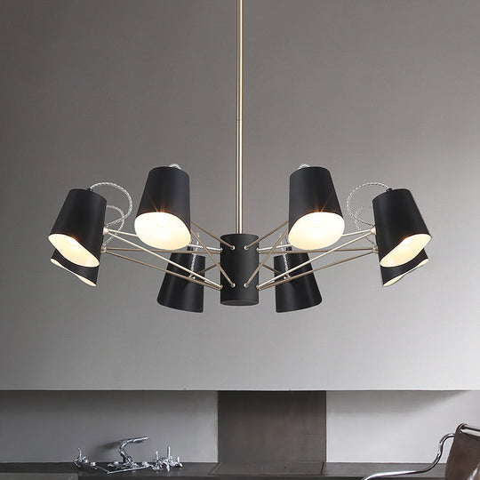 Contemporary Metal Black Chandelier Pendant Light - 3/6/8 Lights Bucket Fixture For Living Room