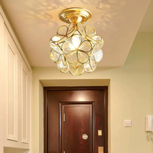 Creative Personality Flower Corridor Room Full Copper Ceiling Lamp