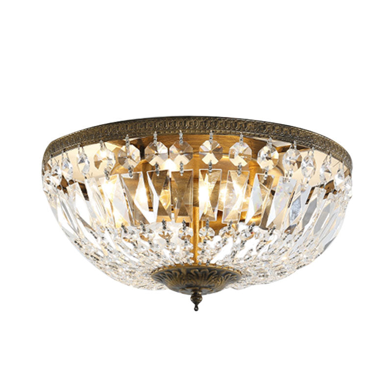 Crystal Dome Flush Mount Ceiling Fixture - Glamorous Bronze Finish