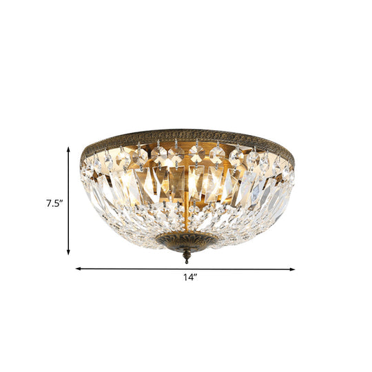 Crystal Dome Flush Mount Ceiling Fixture - Glamorous Bronze Finish