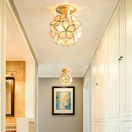 Creative Personality Flower Corridor Room Full Copper Ceiling Lamp