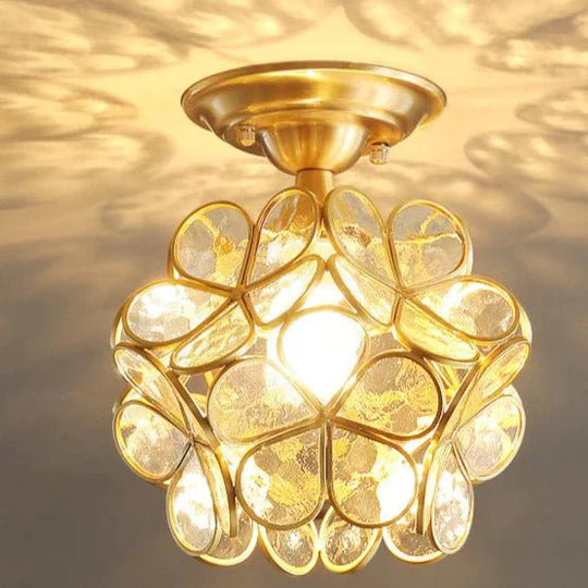 Creative Personality Flower Corridor Room Full Copper Ceiling Lamp