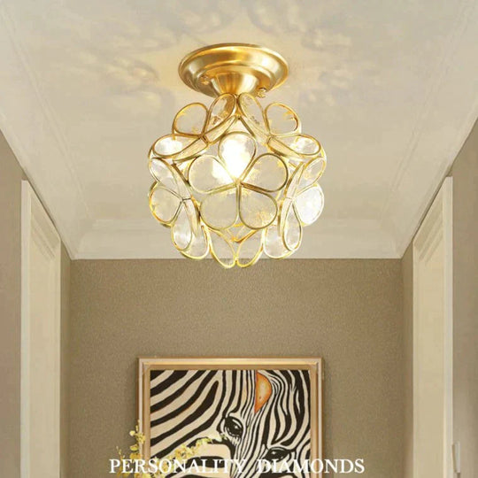 Creative Personality Flower Corridor Room Full Copper Ceiling Lamp