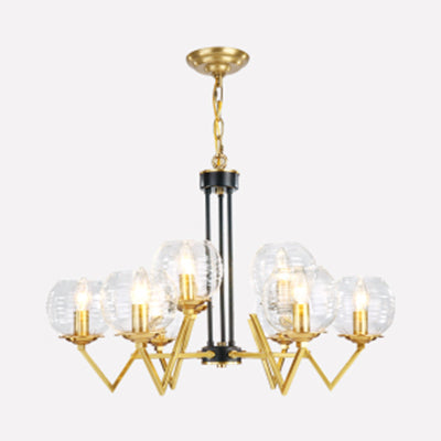 Muriel - Gold Candle Living Room Chandelier with Oval Shade Gold Modern Elegant Pendant Light in Gold Finish