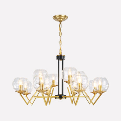 Muriel - Gold Candle Living Room Chandelier with Oval Shade Gold Modern Elegant Pendant Light in Gold Finish