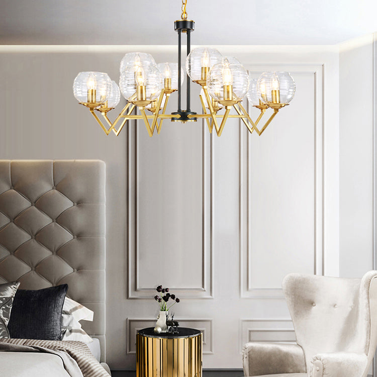 Gold Modern Living Room Chandelier - Elegant Oval Shade Candle Pendant Light