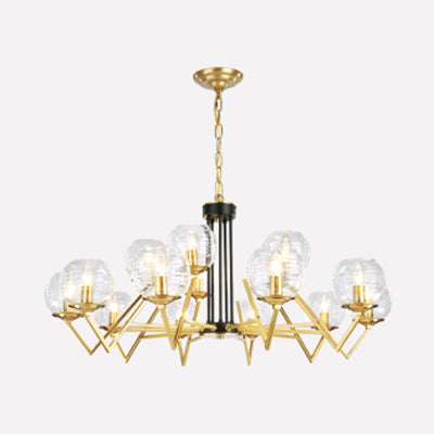 Muriel - Gold Candle Living Room Chandelier with Oval Shade Gold Modern Elegant Pendant Light in Gold Finish