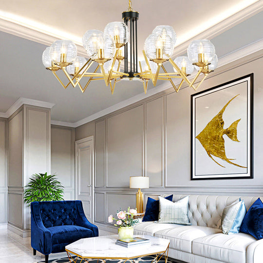 Muriel - Gold Candle Living Room Chandelier with Oval Shade Gold Modern Elegant Pendant Light in Gold Finish