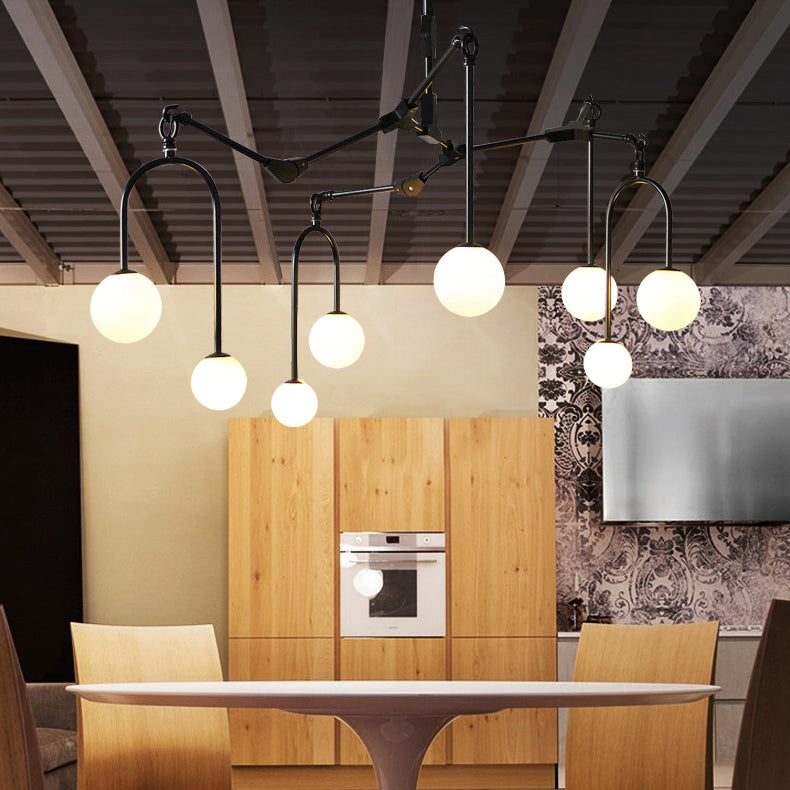 Metal Post-Modern Pendant Lamp With Orb Shade - Black/Gold For Restaurant Café Branch Chandelier