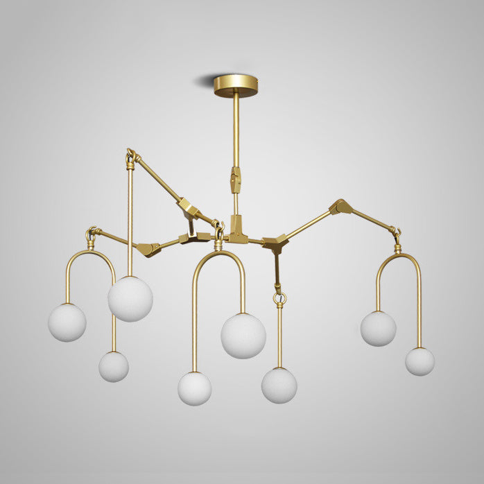 Metal Post-Modern Pendant Lamp With Orb Shade - Black/Gold For Restaurant Café Branch Chandelier 8 /