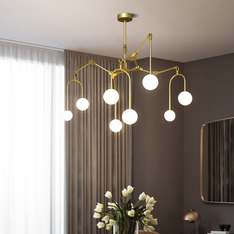 Metal Post-Modern Pendant Lamp With Orb Shade - Black/Gold For Restaurant Café Branch Chandelier