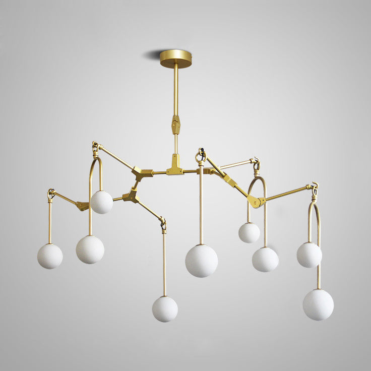 Metal Post-Modern Pendant Lamp With Orb Shade - Black/Gold For Restaurant Café Branch Chandelier 9 /