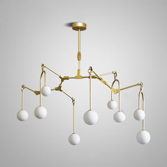 Metal Post-Modern Pendant Lamp With Orb Shade - Black/Gold For Restaurant Café Branch Chandelier 9 /