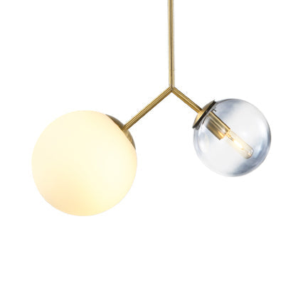 Contemporary Gold 2-Light Glass Sphere Shade Pendant Chandelier Lamp for Bedroom and Bathroom