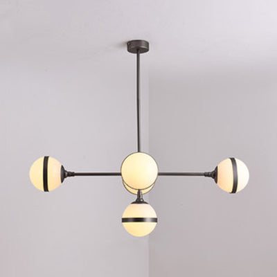 Contemporary Milk Glass Globe Chandelier- Gold 3/5 Lights- Dining Room Pendant 5 / Silver