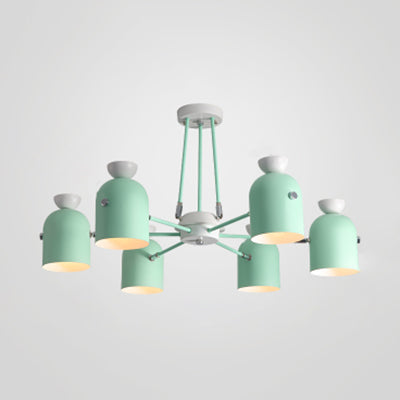 Macaron Loft Cup Pendant Light Chandelier In Candy Color For Living Room - 3/6 Metallic Heads 6 /