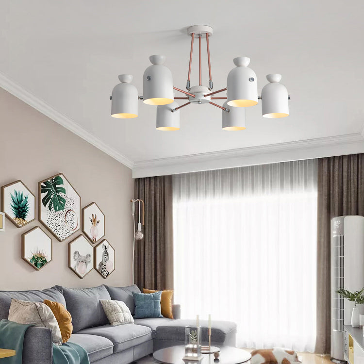 Modern White Metallic Chandelier | Elegant Hanging Lighting For Living Room Or Villa