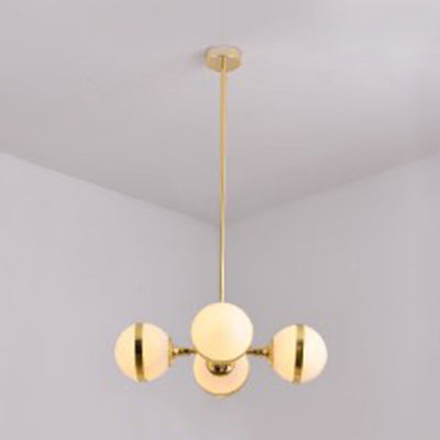 Modern Milk Glass Sphere Shade E27 Hanging Light In White For Dining Room 4 / Gold