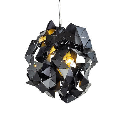 Metal Abstract Triple Light Fixture Ceiling Chandelier In Black/Gold/Silver Black