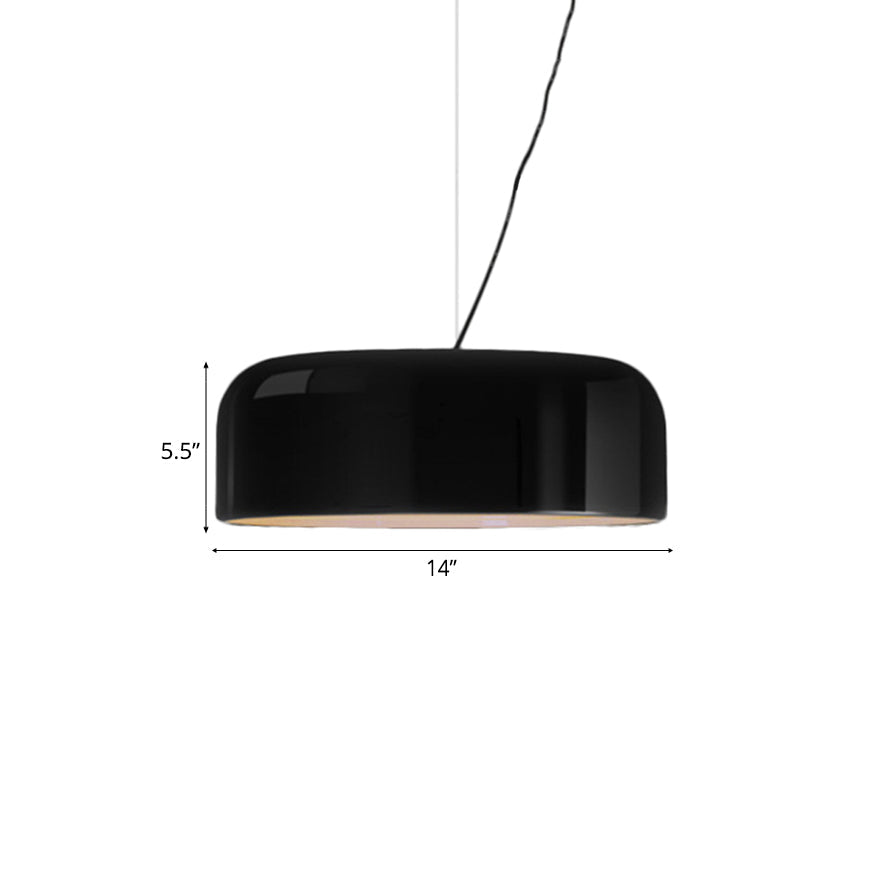 Modern Black/White Dome Hanging Ceiling Light Single Head Metal Pendant Fixture - 14/19/23.5 Wide