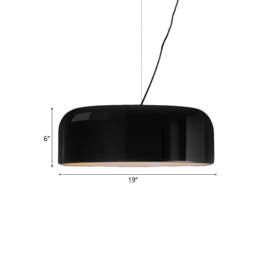 Modern Black/White Dome Hanging Ceiling Light Single Head Metal Pendant Fixture - 14/19/23.5 Wide