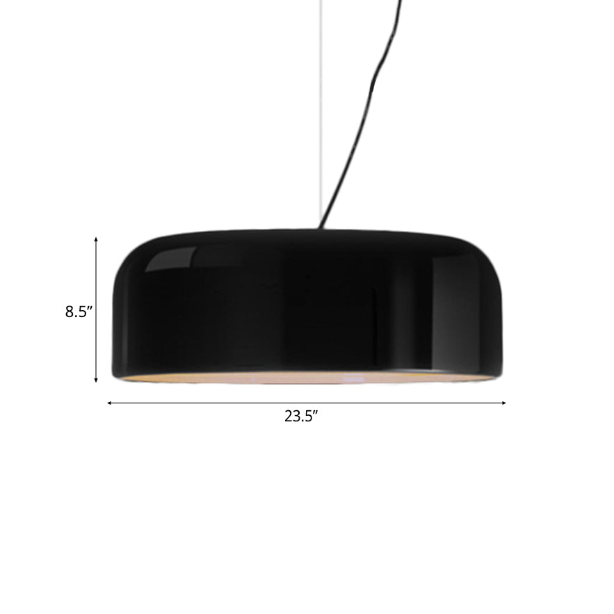 Modern Black/White Dome Hanging Ceiling Light Single Head Metal Pendant Fixture - 14/19/23.5 Wide