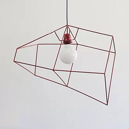 1-Light Metal Suspension Pendant with Abstract Red/Yellow/Black Shade - Sleek and Simple Ceiling Light