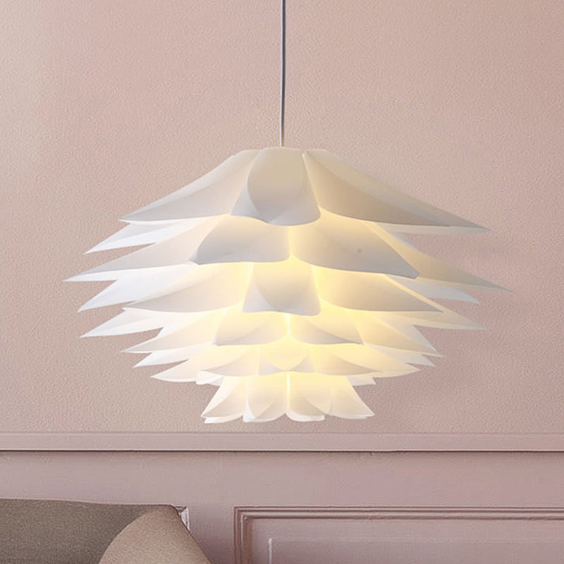 1-Light Lotus Acrylic Suspension Pendant for Bedroom, White Hanging Ceiling Light - 14"/18"/21.5" Wide