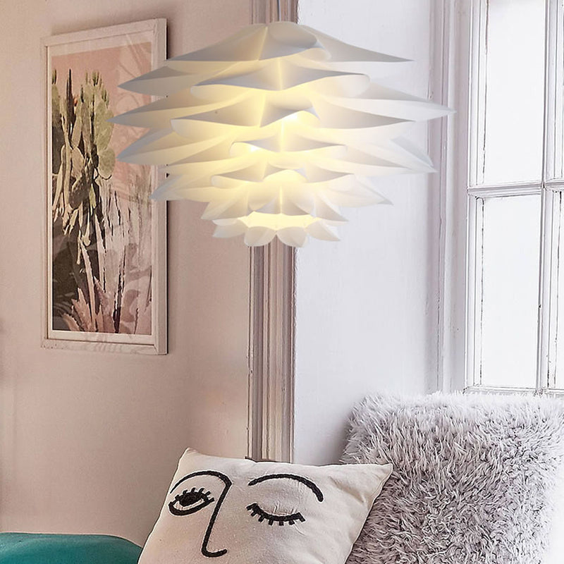 1-Light Lotus Acrylic Suspension Pendant for Bedroom, White Hanging Ceiling Light - 14"/18"/21.5" Wide