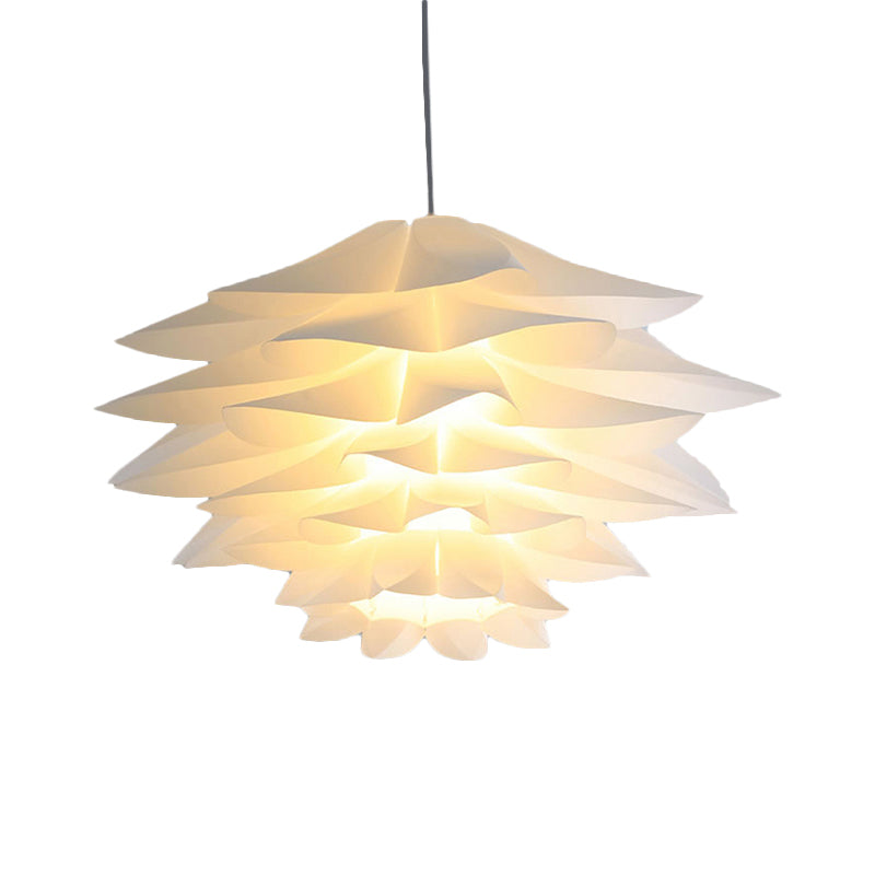 1-Light Lotus Acrylic Suspension Pendant for Bedroom, White Hanging Ceiling Light - 14"/18"/21.5" Wide