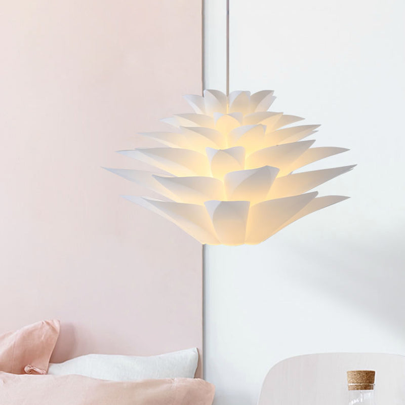 1-Light Lotus Acrylic Suspension Pendant for Bedroom, White Hanging Ceiling Light - 14"/18"/21.5" Wide