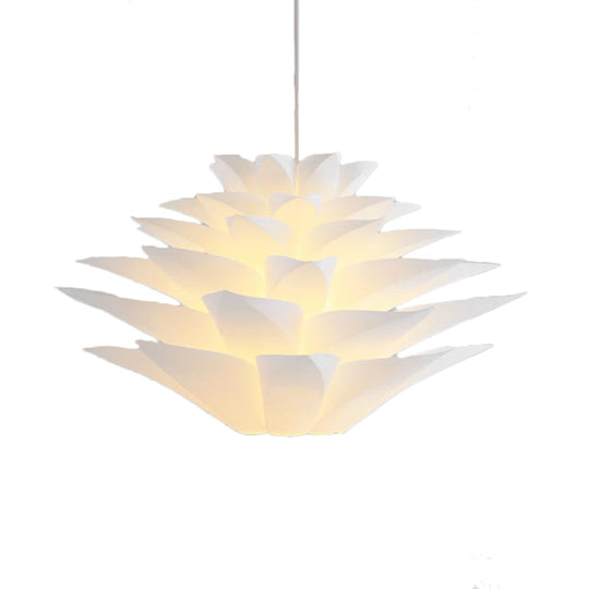 1-Light Lotus Acrylic Suspension Pendant for Bedroom, White Hanging Ceiling Light - 14"/18"/21.5" Wide