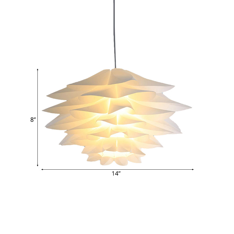 1-Light Lotus Acrylic Suspension Pendant for Bedroom, White Hanging Ceiling Light - 14"/18"/21.5" Wide