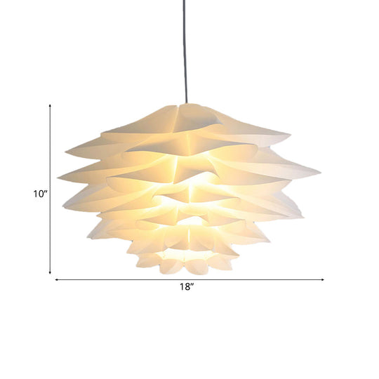 1-Light Lotus Acrylic Suspension Pendant for Bedroom, White Hanging Ceiling Light - 14"/18"/21.5" Wide