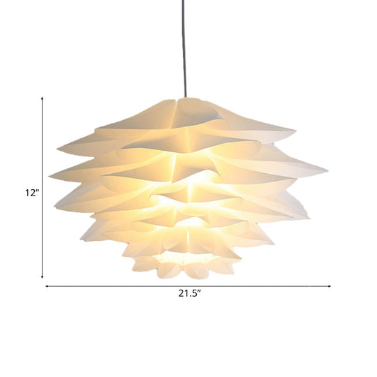 1-Light Lotus Acrylic Suspension Pendant for Bedroom, White Hanging Ceiling Light - 14"/18"/21.5" Wide