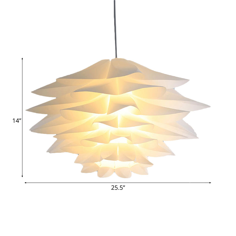 1-Light Lotus Acrylic Suspension Pendant for Bedroom, White Hanging Ceiling Light - 14"/18"/21.5" Wide