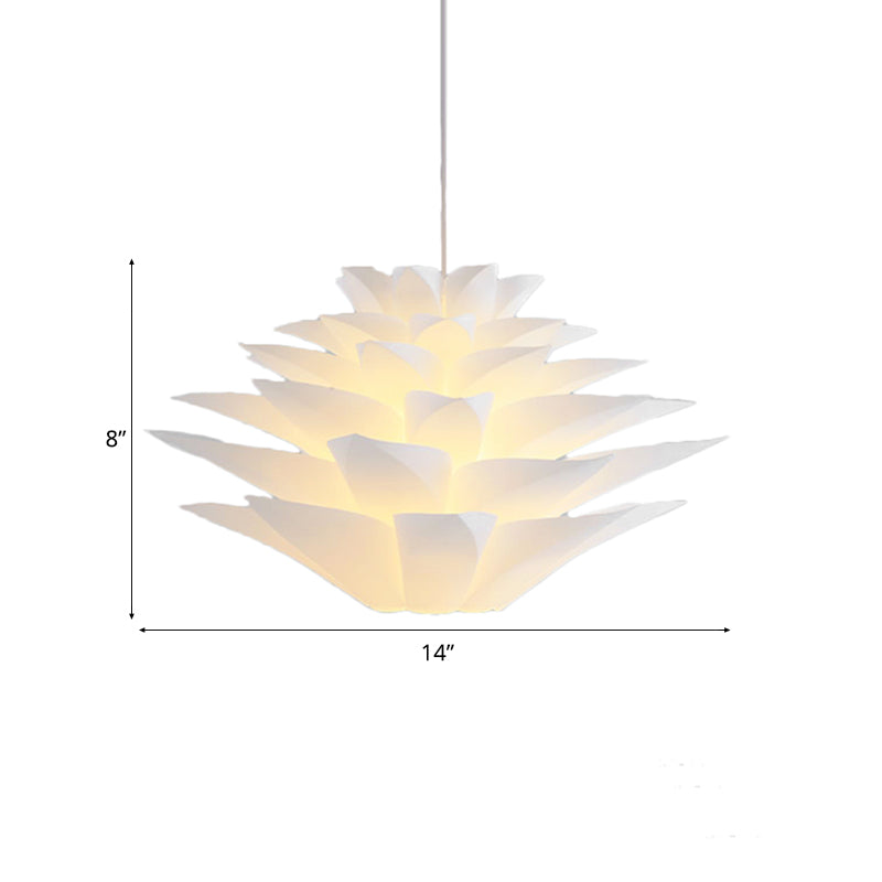 1-Light Lotus Acrylic Suspension Pendant for Bedroom, White Hanging Ceiling Light - 14"/18"/21.5" Wide