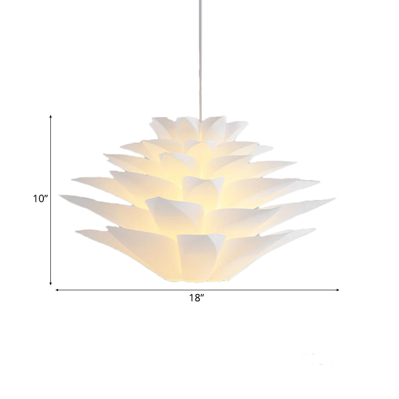 1-Light Lotus Acrylic Suspension Pendant for Bedroom, White Hanging Ceiling Light - 14"/18"/21.5" Wide