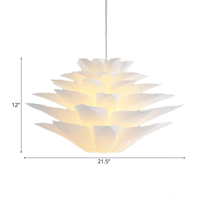 1-Light Lotus Acrylic Suspension Pendant for Bedroom, White Hanging Ceiling Light - 14"/18"/21.5" Wide