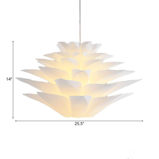 1-Light Lotus Acrylic Suspension Pendant for Bedroom, White Hanging Ceiling Light - 14"/18"/21.5" Wide