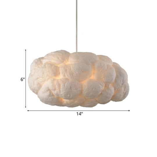 Modern Cloud Pendant Light Fixture In White - 1/2/4-Light Dining Room Ceiling Lamp 14/16 W