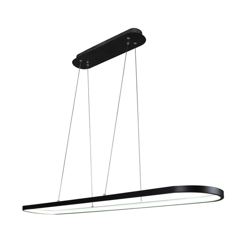 Oval Acrylic Drop Pendant Light - Led Black/White Hanging Ceiling Table Lamp With Dimmable Remote